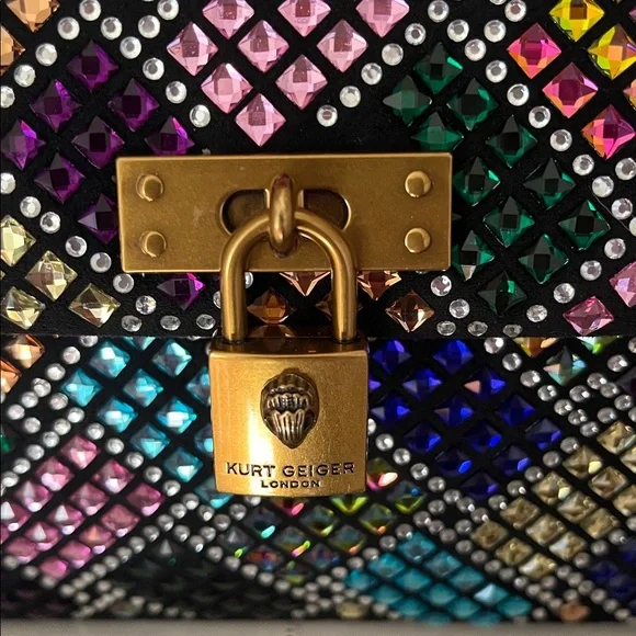 NWT - Kurt Geiger London rainbow crystals mini-Brixton shoulder bag. - Picture 2 of 11